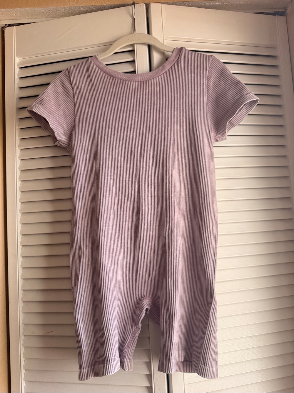 Forever 21 Lilac Ribbed Short Sleeve Workout Romper